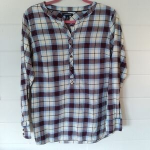 Lands' End | Women's plaid check long line  tunic top in size 8